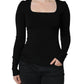 Dolce & Gabbana Black Long Sleeves Blouse Square Neck Top