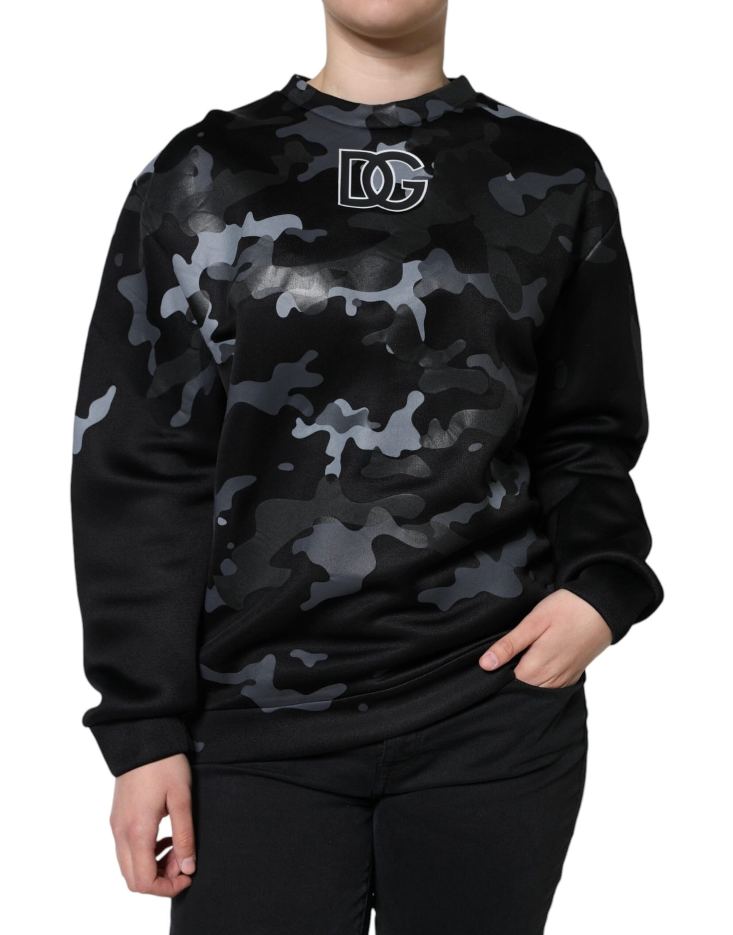 Dolce & Gabbana Black Camouflage Logo Sweatshirt