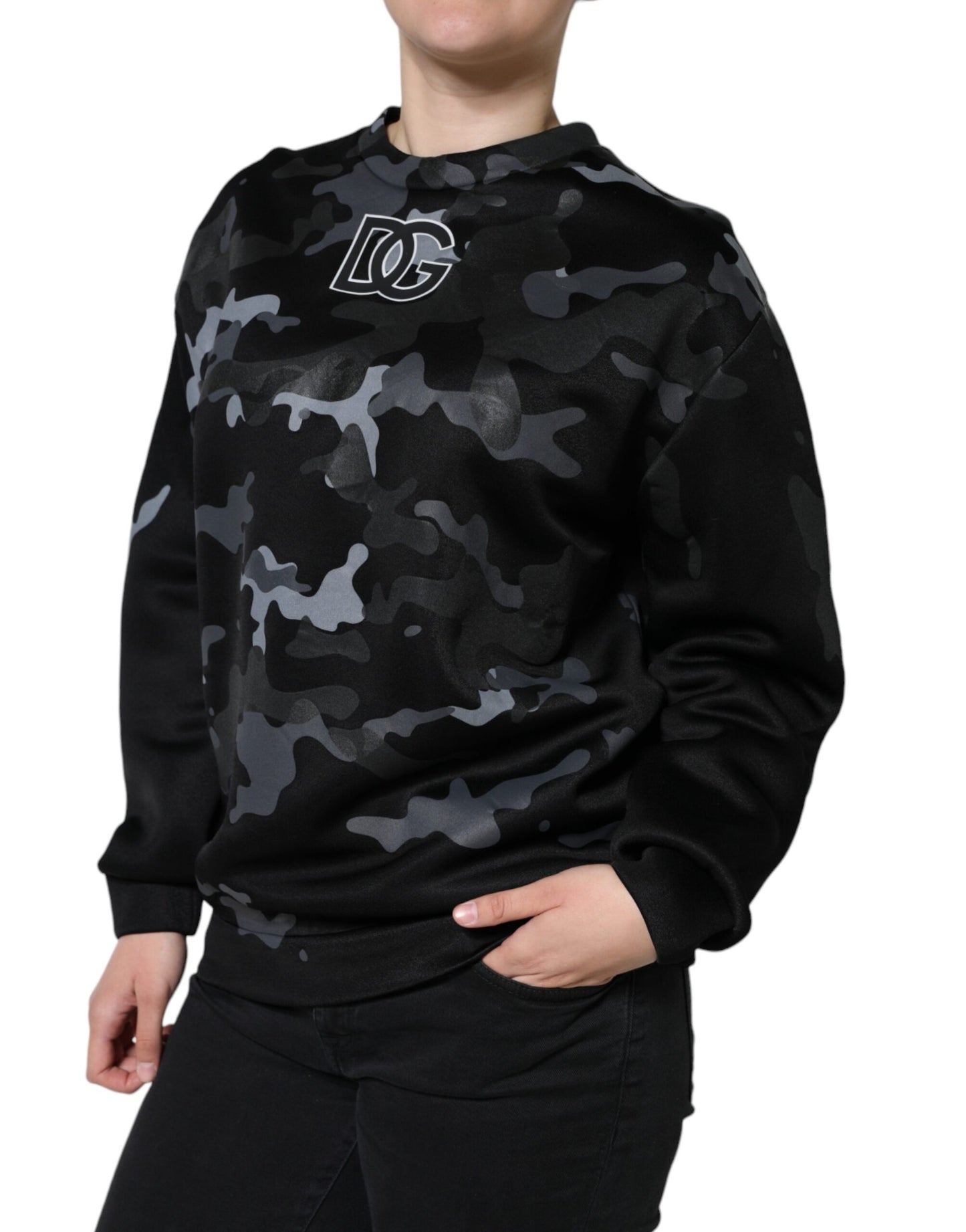 Dolce & Gabbana Black Camouflage Logo Sweatshirt