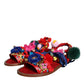 Dolce & Gabbana Multicolor Pom Pom Fur Wrap Sandals Shoes