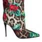 Dolce & Gabbana Multicolor Leopard Rose Mid Calf Boots Shoes