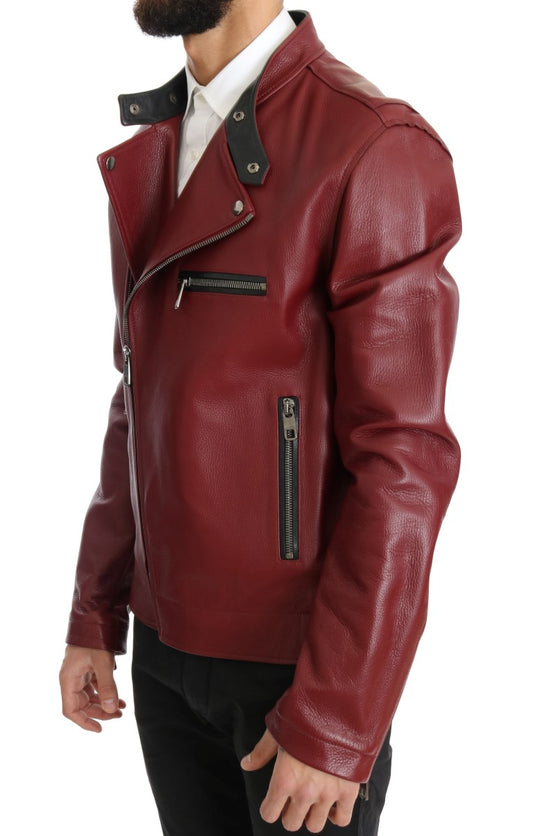 Dolce & Gabbana Red Leather Deerskin Jacket