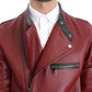 Dolce & Gabbana Red Leather Deerskin Jacket