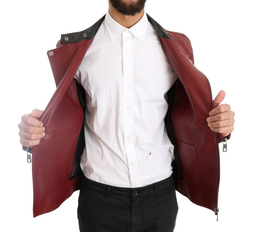 Dolce & Gabbana Red Leather Deerskin Jacket