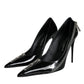 Dolce & Gabbana Black Patent Leather Zipper Heels Pumps Shoes