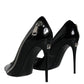 Dolce & Gabbana Black Patent Leather Zipper Heels Pumps Shoes