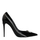 Dolce & Gabbana Black Patent Leather Zipper Heels Pumps Shoes