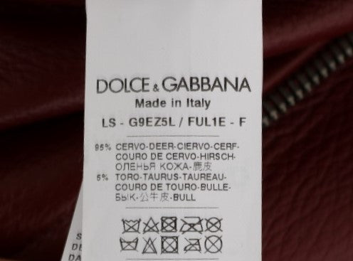 Dolce & Gabbana Red Leather Deerskin Jacket