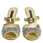 Dolce & Gabbana Yellow Mary Janes Satin Crystal Sandals Shoes