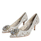 Dolce & Gabbana White Taormina Lace Crystal Heel Pumps Shoes