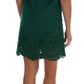 Dolce & Gabbana Green Floral Cutout Silk Wool Dress