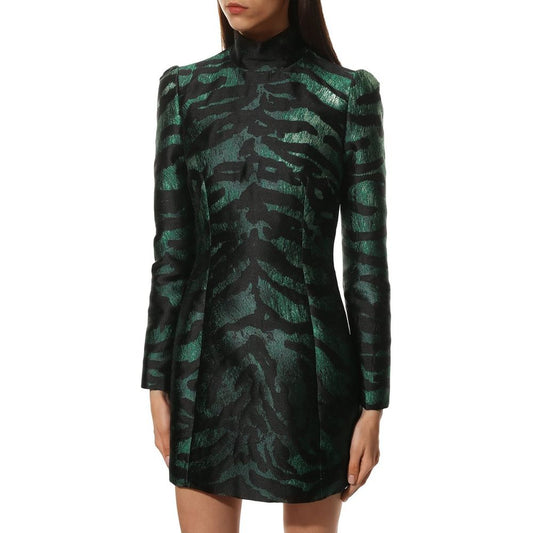 Dolce & Gabbana Green Black Animal Print Dress