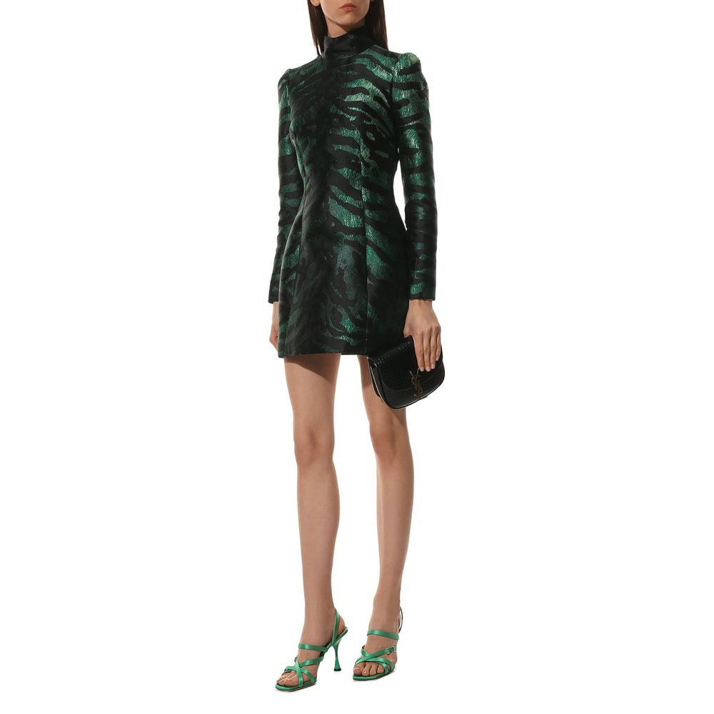 Dolce & Gabbana Green Black Animal Print Dress