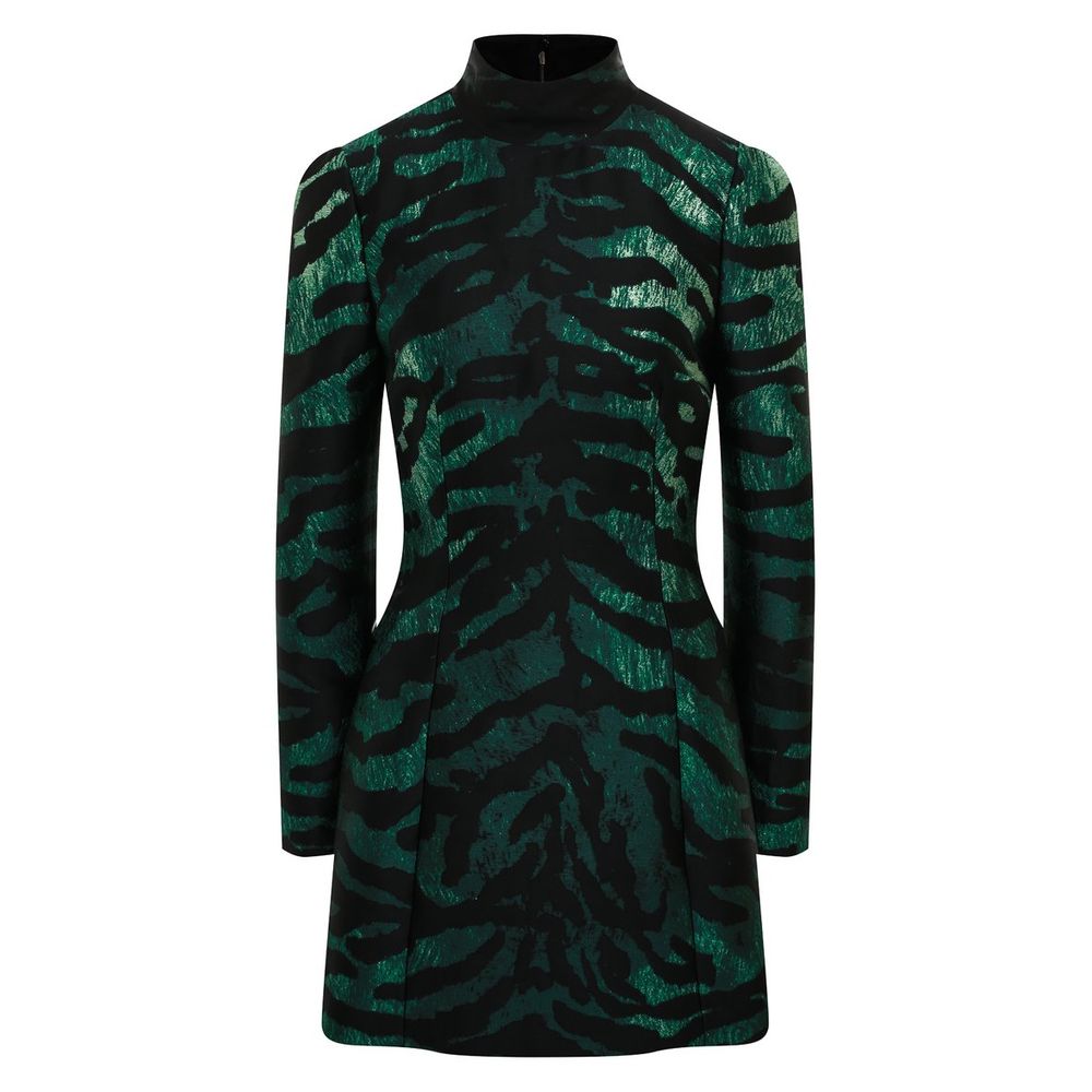 Dolce & Gabbana Green Black Animal Print Dress