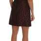 Dolce & Gabbana Black Brown Floral Brocade A-Line Dress