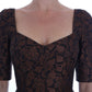 Dolce & Gabbana Black Brown Floral Brocade A-Line Dress