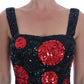 Dolce & Gabbana Black Red Polka Sequined Shift Dress