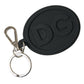 Dolce & Gabbana Black Rubber DG Logo Silver Brass Metal Keyring Keychain