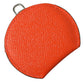 Dolce & Gabbana Orange Calfskin Leather Round Logo Hand Mirror Holder