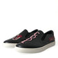 Dolce & Gabbana Black Patch Embellished Slip On Men Sneakers Shoes