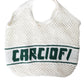 Dolce & Gabbana White Green Knitted Cotton Logo Shopping Tote Bag