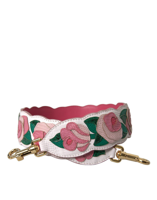 Dolce & Gabbana White Floral Leather Handbag Shoulder Strap