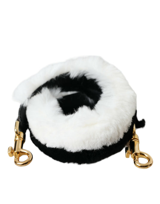 Dolce & Gabbana Black White Lapin Fur Handbag Shoulder Strap