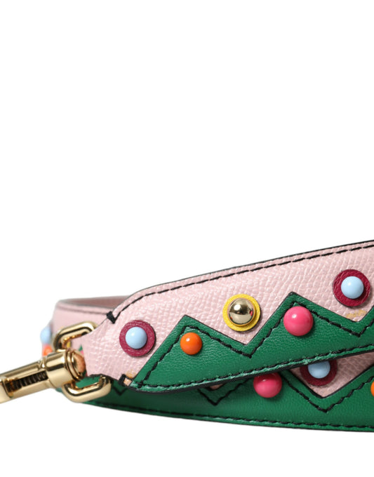 Dolce & Gabbana Pink Green Multicolor Leather Handbag Shoulder Strap