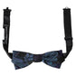 Dolce & Gabbana Black Blue Brocade Adjustable Neck Men Bow Tie