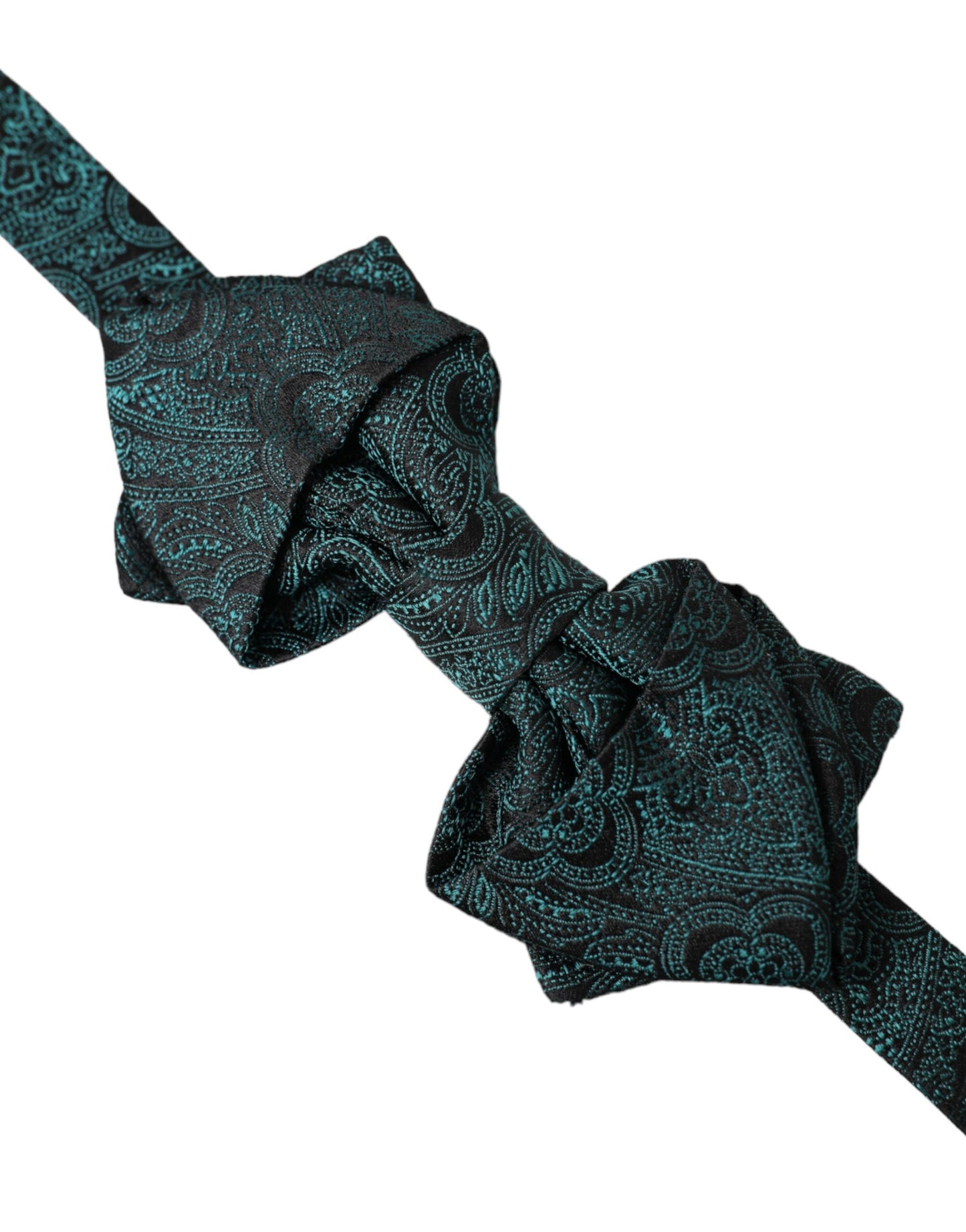 Dolce & Gabbana Green Bandana Silk Adjustable Neck Bow Tie