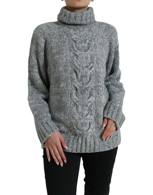 Dolce & Gabbana Gray Cashmere Turtle Neck Pullover Sweater
