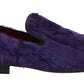 Dolce & Gabbana Purple Sheep Fur Leather Loafers