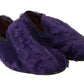 Dolce & Gabbana Purple Sheep Fur Leather Loafers