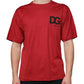 Dolce & Gabbana Red Cotton DG Logo Print Crew Neck T-shirt