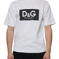 Dolce & Gabbana White Cotton DG Logo Print Casual T-shirt