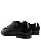 Dolce & Gabbana Black Leather Crystal Lace Up Formal Shoes