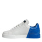 Dolce & Gabbana White Blue Leather Logo Low Top Sneakers Shoes