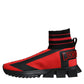 Dolce & Gabbana Red Black Fabric High Top Sorrento Sneakers Shoes