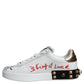 Dolce & Gabbana White Heart Studded Low Top Sneakers Shoes