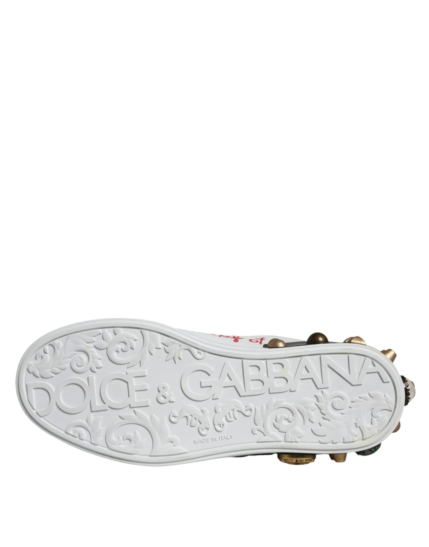 Dolce & Gabbana White Heart Studded Low Top Sneakers Shoes