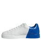 Dolce & Gabbana White Blue Leather Logo Low Top Sneakers Shoes