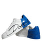 Dolce & Gabbana White Blue Leather Logo Low Top Sneakers Shoes