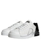 Dolce & Gabbana White Blue Leather Logo Low Top Sneakers Shoes