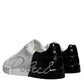 Dolce & Gabbana White Blue Leather Logo Low Top Sneakers Shoes