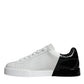 Dolce & Gabbana White Blue Leather Logo Low Top Sneakers Shoes