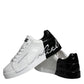 Dolce & Gabbana White Blue Leather Logo Low Top Sneakers Shoes