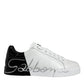 Dolce & Gabbana White Blue Leather Logo Low Top Sneakers Shoes