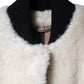 Burberry White WARRENFORD Shearling Leather Vest Coat Jacket