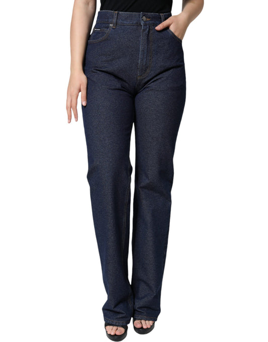 Dolce & Gabbana Dark Blue Cotton Stretch Straight Denim Jeans