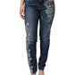 Dolce & Gabbana Blue Floral Cotton Stretch Skinny Denim Jeans